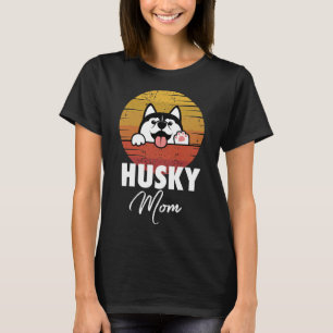 T-shirt Retro Husky Maman Husky Chien Chien Chien Chiot