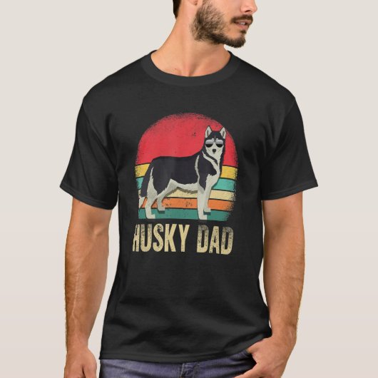 T-shirt Retro Husky Papa Chien Propriétaire Animal Sibérie (Devant)