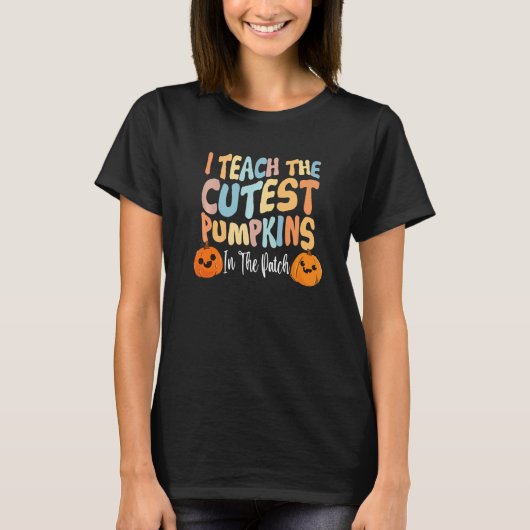 T-shirt Retro I Enseigner Les Citrouilles Les Plus Couvert (Devant)