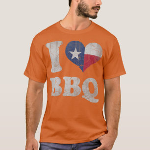 T-shirt Retro I Heart BBQ Texas Drapeau Texan Barbecue