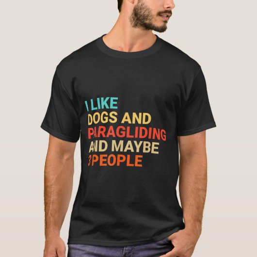 T-shirt Retro I Like Dogs And Paragliding Lover Funny Para (Devant)