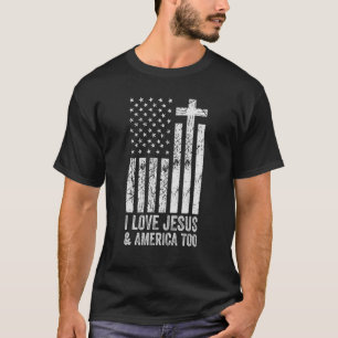 T-shirt Retro I Love Jesus and America Too God Christian 4