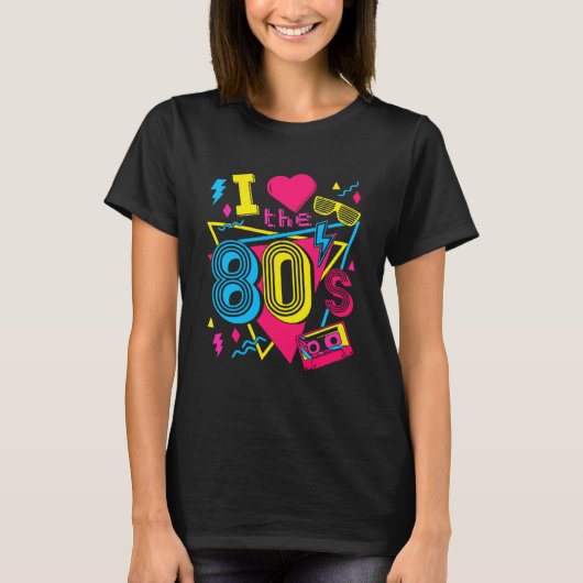 T-shirt Retro I Love Les 80 s Cassette Tape 80s Costume Pa (Devant)