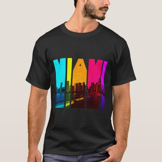 T-shirt Retro I Love Miami Floria Skyline (Devant)