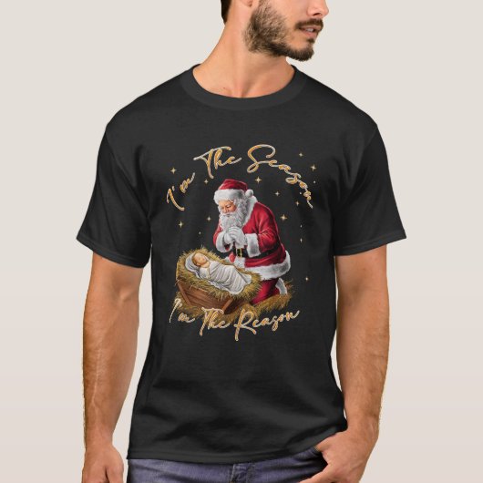 T-shirt Retro I m The Season I m The Reason Santa Religiou (Devant)