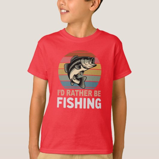 T-shirt Retro 'I'd Rather Be Fishing' Large Mouth Bass (Devant)