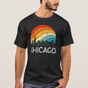 T-shirt Retro Illinois Chicago Skyline Vintage Urban Skysc