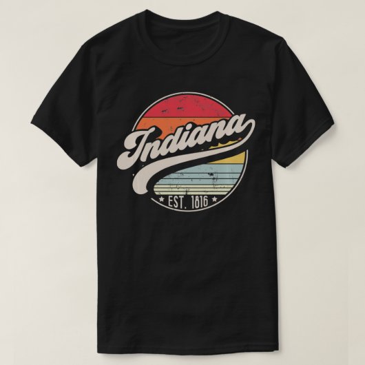 T-shirt Retro Indiana Home State IN Cool 70s Style Sunset  (Design devant)