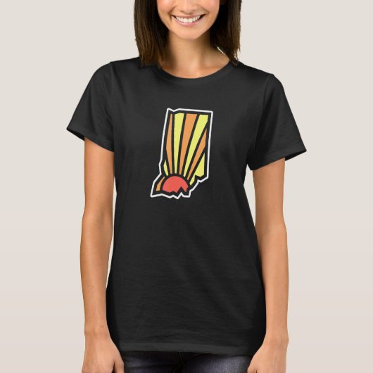 T-shirt Retro Indiana State Outline Sunset Adventure (Devant)
