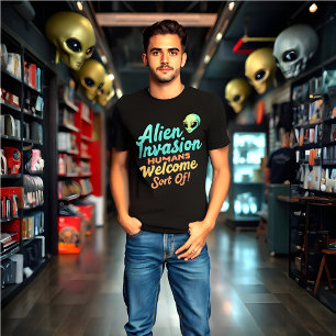 T-shirt Rétro "Invasion Alien - Humains Bienvenue... une s
