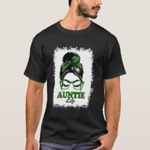 T-shirt Retro Irish Messy Bun Auntie Shamrock de la vie Pa
