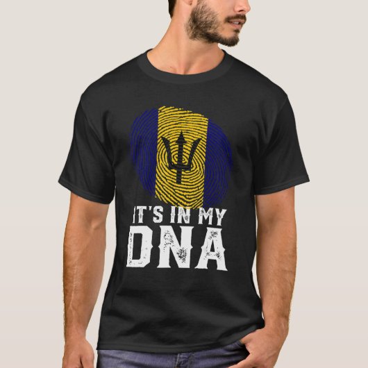 T-shirt Retro It's In My Dna Fingerprint Barbados Drapeau (Devant)