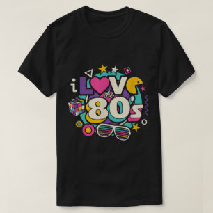 T-shirt Rétro J'adore les Années 80 Design Vintage Coloré