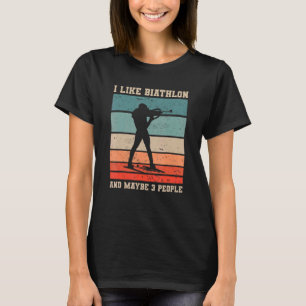T-shirt Retro J'Aime Biathlon Et Peut-Être 3 Personnes Bia