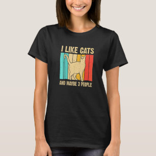 T-shirt Rétro J'Aime Les Chats Et Peut-Être 3 Personnes Ch