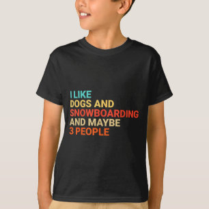 T-shirt Rétro J'aime Les Chiens Et Le Snowboard Amoureux D