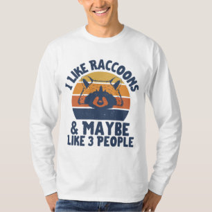 T-shirt Rétro J'Aime Les Raccoons Et Peut-Être Comme 3 Per