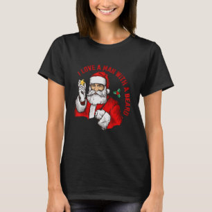 T-shirt Rétro J'aime un homme avec une barbe Père Noël mig