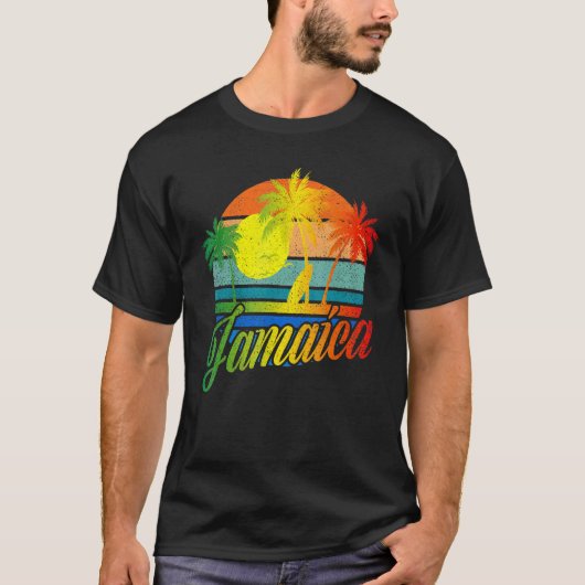 T-shirt Retro Jamaïque Summer Beach Vacances Pour Hommes F (Devant)