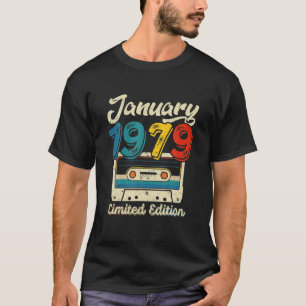 T-shirt Retro Janvier 1979 Bande de cassette 43E Anniversa