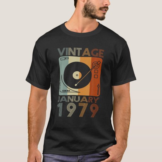 T-shirt Rétro Janvier 1979 T 43E Cadeau Anniversaire 43 An (Devant)