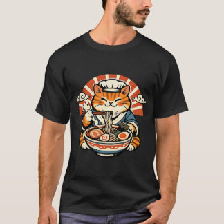 T-shirt Retro Japanese Cat Ramen Shirt
