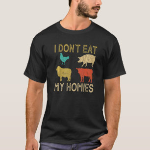 T-shirt Rétro Je ne mange pas mes potes Hommes Femmes Végé