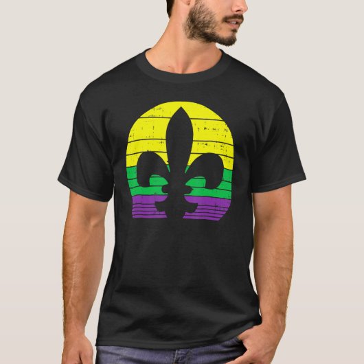 T-shirt Retro Jester Casquette Silhouette Mardi Gras Carni (Devant)