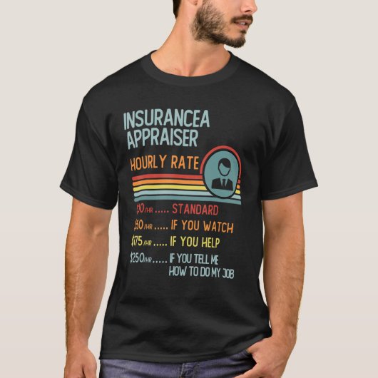 T-Shirt Retro Jo van Verzekeringsagent met uurtari (Voorkant)