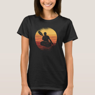 T-shirt Rétro Kayak Canoe Coucher de soleil Kayaking Paddl