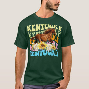 T-shirt Retro Kentucky Horse Racing Derby Flower Super