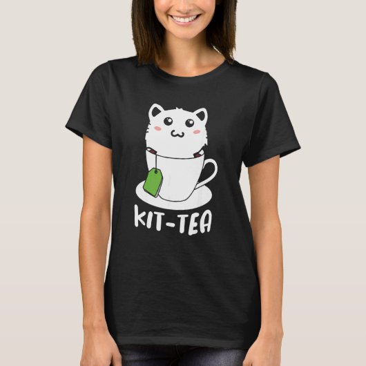 T-shirt Retro Kit Tea  Kitten Cat  Tea Drinker Teacup Pun (Devant)
