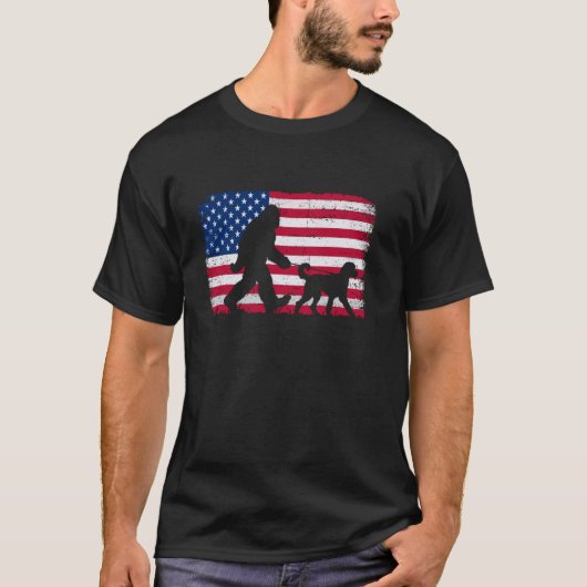 T-shirt Retro Labradoodle 4 juillet Drapeau américain (Devant)