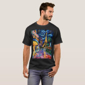T-shirt Retro Las Vegas Van Gogh Style Casino Nuit Ville (Devant entier)
