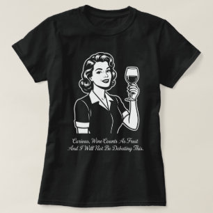T-Shirt Rétro 'Le Vin Compte Comme un Fruit'