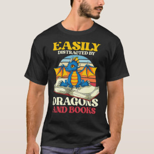 T-shirt Retro Lecture Bookworm Bibliothécaire Livre Dragon