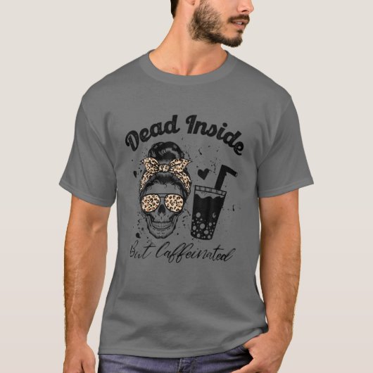 T-shirt Retro Leopard Messy Bun Skull Funny Citation de ca (Devant)
