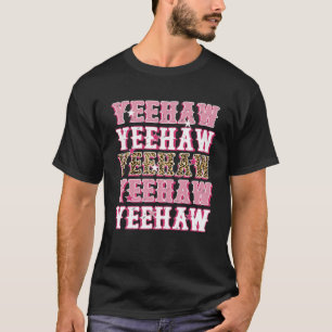 T-shirt Rétro Leopard Yeehaw Western Country Cowboy Cowgir