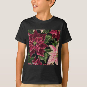 T-shirt Rétro les années 50 Poinsettia Bourgogne rose
