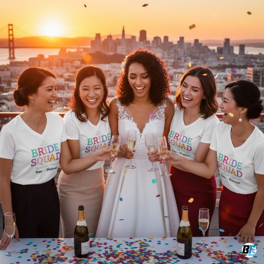 T-shirt Rétro les années 70 Bride Squad Bridesmaid Nom Bac