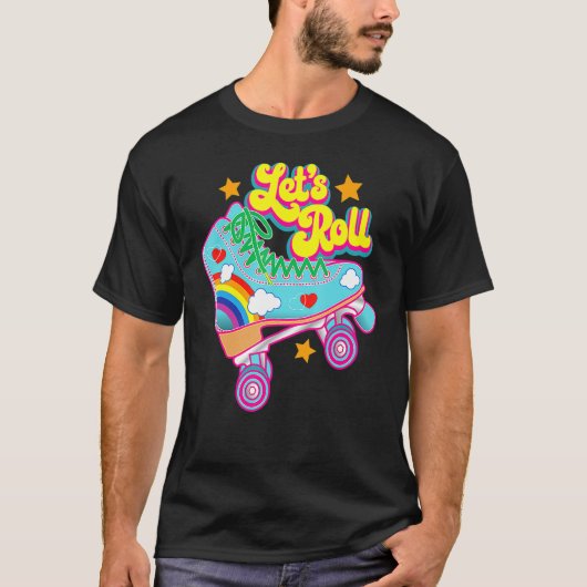 T-shirt Retro Letu2019s Roll Rollerskating Cute Roller Ska (Devant)