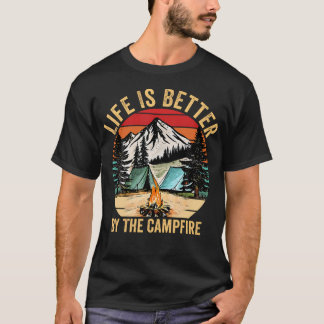 T-shirt Retro Life Is Better At The Campfire Funny Camping