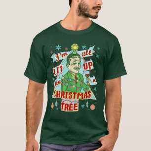T-shirt Rétro Lit potable d'homme d'humour de Noël drôl