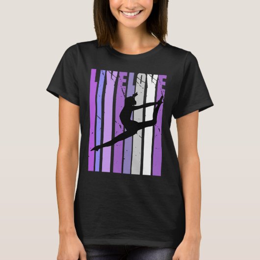 T-shirt Retro Live Love Danse Danse Anniversaire Silhouett (Devant)