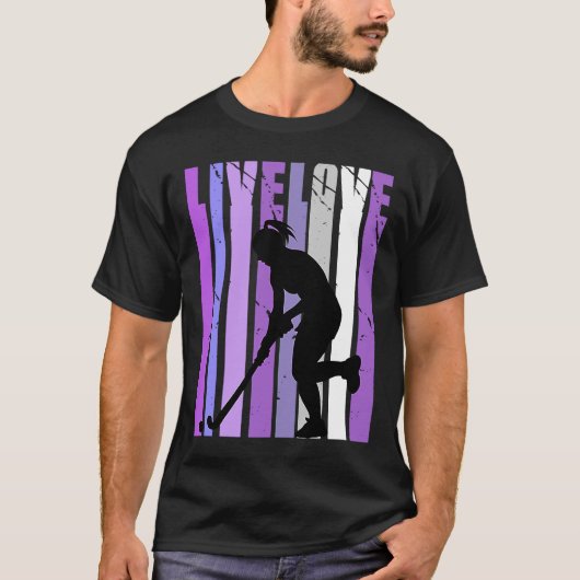 T-shirt Retro Live Love Field Hockey Anniversaire Silhouet (Devant)