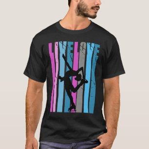 T-shirt Retro Live Love Ice Patinage Silhouette Colorful C
