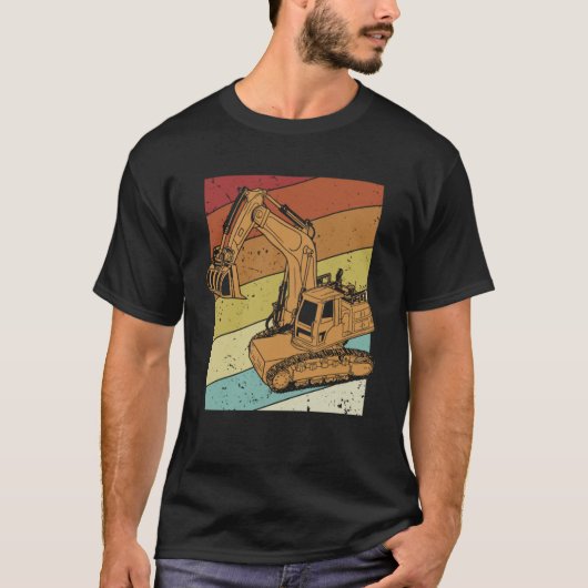 T-shirt Rétro Loader Backhoe de conduite hydraulique Excav (Devant)