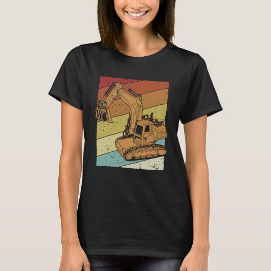 T-shirt Rétro Loader Backhoe de conduite hydraulique Excav (Devant)