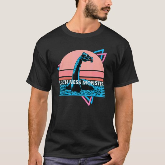 T-shirt Retro Loch Ness Monster Cryptid  Nessie Vaporwave (Devant)