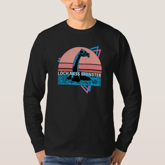 T-shirt Retro Loch Ness Monster Cryptid Nessie Vaporwave (Devant)
